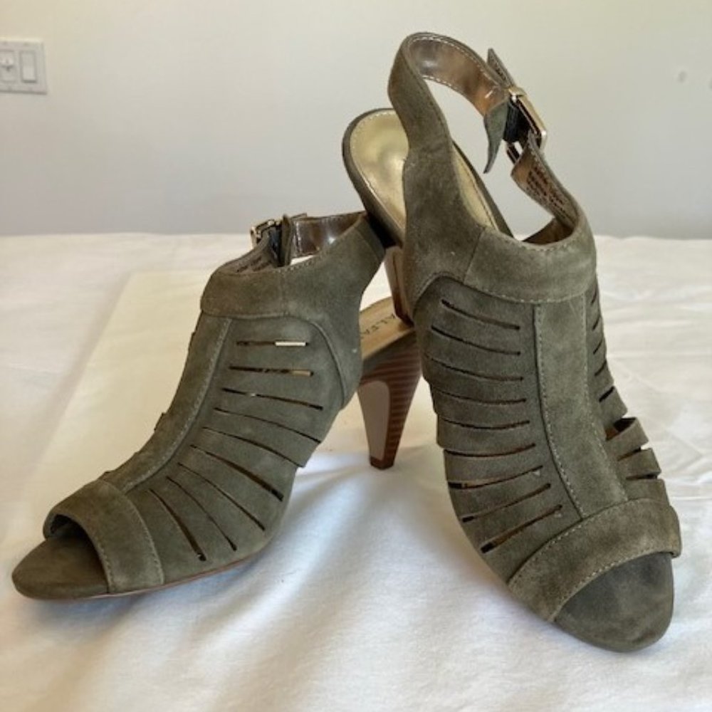 Alfani Olive Green Suede Slingback Shoes Size 7.5